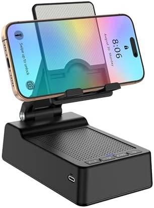 Cell Phone Stand with Wireless Bluetooth Speaker Adjustable Phone Holder Anti-Slip Base HD Surround Sound for Home Desk and Outdoors Compatible for Mobile Phone & Tablets