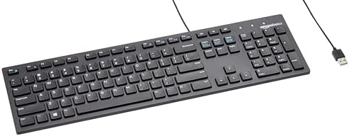 Amazon Basics Wired QWERTY Keyboard, Full-Sized, Black