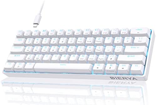 DIERYA 60% Mechanical Keyboard, DK61se Wired Gaming Keyboard with Red Switches, LED Backlit Ultra-Compact 61 Keys Mini Office Keyboard for Windows Laptop PC Gamer Typist（White）