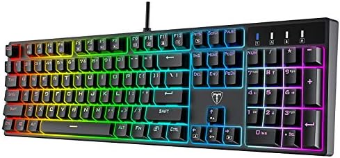 RisoPhy Mechanical Gaming Keyboard, Blue Switch USB Wired Keyboard, 20 RGB Light up Backlit Modes, 104 Key Full Size Clicky Keyboards, Anti-Ghosting/Spill-Resistant Rainbow LEDKeyboards for PC(Black)