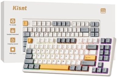 Wireless Mechanical Keyboard,Gasket Mounted with Creamy Sound,Bluetooth/2.4GHz/USB-C,Custom Hot Swappable,RGB Backlit,75% Compact Layout for Gaming/Typing/Win/Mac/PC (Retro Beige,Linear Switch)