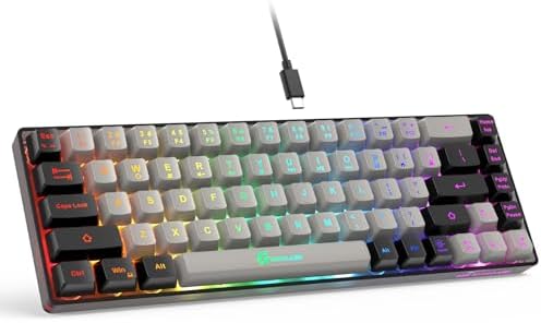 65% Gaming Keyboard, Wired Backlit Mini Keyboard, Ultra-Compact Anti-Ghosting No-Conflict 68 Keys Membrane Gaming Wired Keyboard for PC Laptop Windows Gamer
