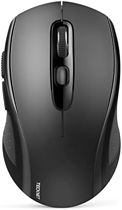 TECKNET Bluetooth Mouse, 2-in-1(BT 5.0/3.0+2.4Ghz) 4000DPI Wireless Mice with USB Connect Available for Laptop Computer, Portable PC Mouse Bluetooth for Mac (USB-A+BT Wireless Connect, Black)