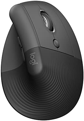 Logitech Lift Vertical Ergonomic Mouse, Wireless Bluetooth or USB Receiver, Quiet Clicks, 4 Buttons, Right Hand Wireless Mouse, Windows/macOS/iPadOS, Laptop, PC - Graphite