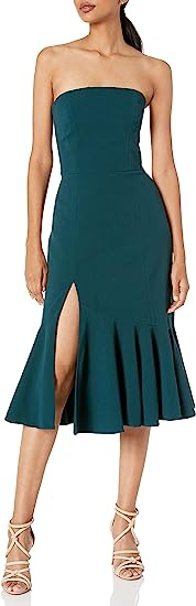 Dress the Population Women's Madison Strapless Midi Dress with Slit